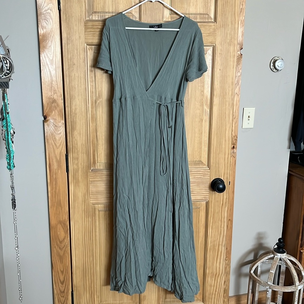 Lulus Olive Green wrap Dress